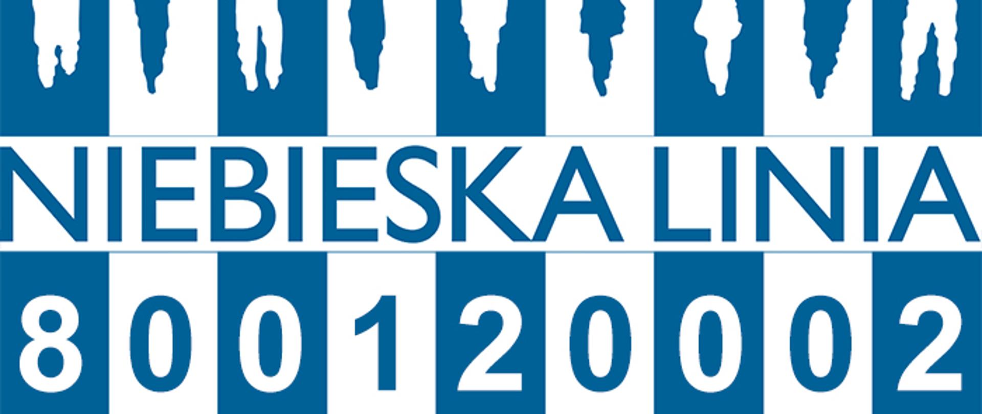 Napis: niebieska linia z numerem telefony 800 12 00 02