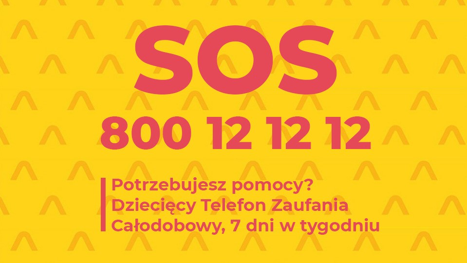 Napis sos z numerem telefonu 800 12 12 12