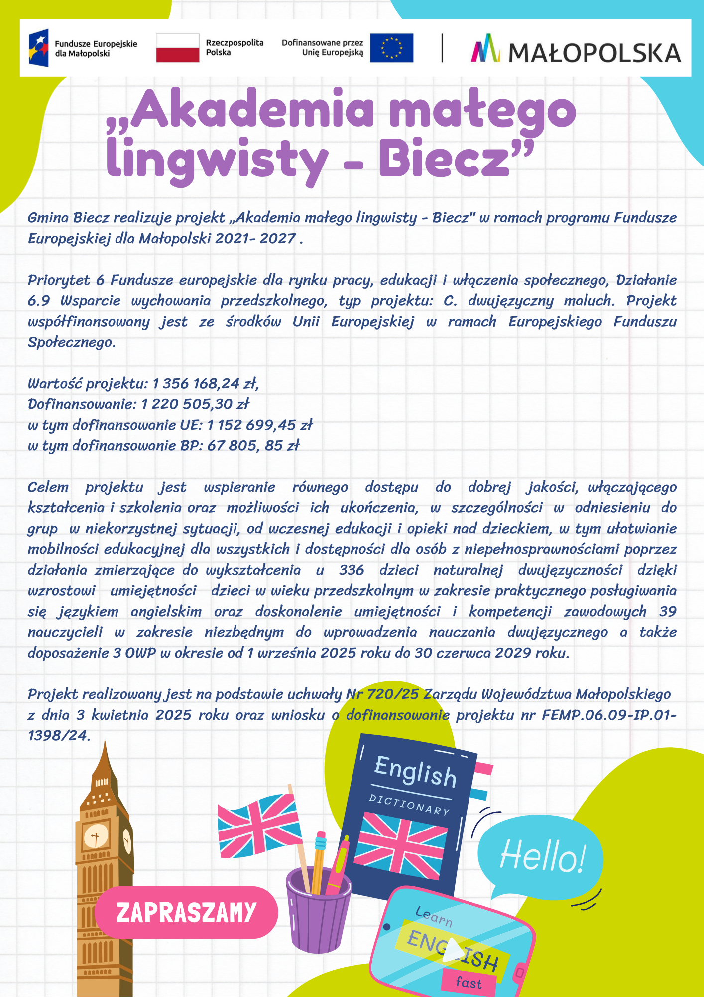 Plakat Akademia małego lingwisty - Biecz
