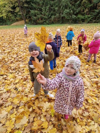 Dzieci zbierają liscie .jpg