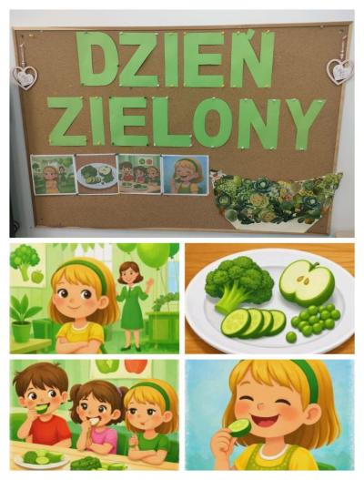 napis dzień zielony oraz ilustracje do opowiadania.jpg