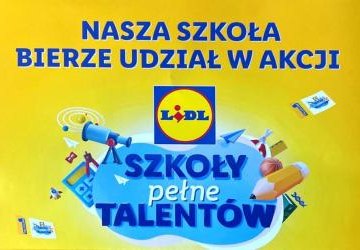 Logo programu talenciaki - żółty plakat z napisem szkoły pełne talentów