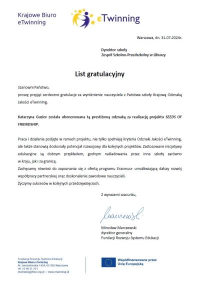 list gratulacyjny Fundacji Rozwoju Systemu Edukacji Narodowej Agencji Erasmus +.jpg