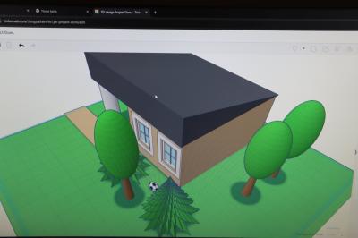 Modele domów 3D zaprogejtowane w programie Tinkercad wraz ogrodem