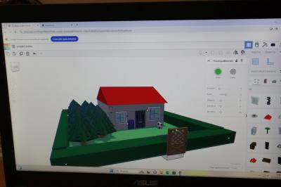 Modele domów 3D zaprogejtowane w programie Tinkercad wraz ogrodem