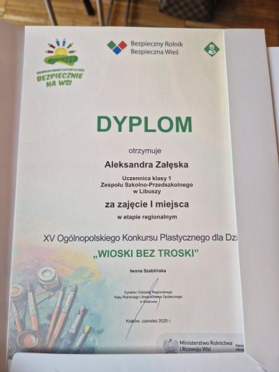 Dyplom - wyróżnienie w etapie wojewódzkim