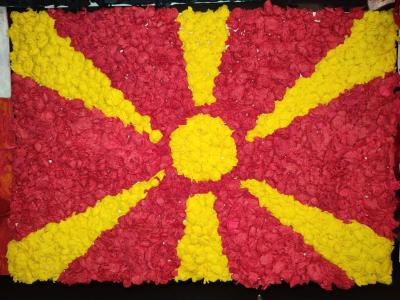 Flaga wykonana przez uczniów w ramach konkursu z okazji Dnia Języków Obcych