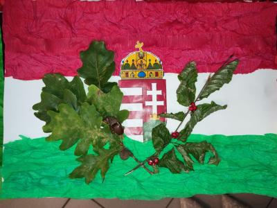 Flaga wykonana przez uczniów w ramach konkursu z okazji Dnia Języków Obcych