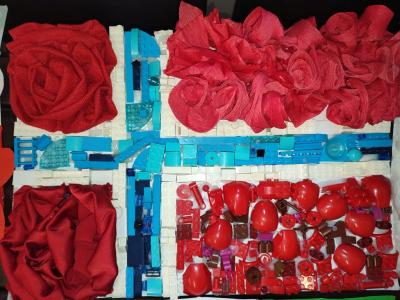 Flaga wykonana przez uczniów w ramach konkursu z okazji Dnia Języków Obcych