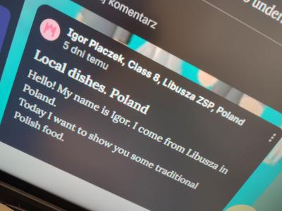 Wpisy uczniów  z różnych krajów na padlecie - europejska wymiana informacji