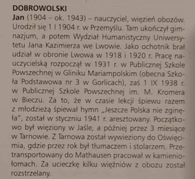 informacja z gazety o Janie Dobrowolskim