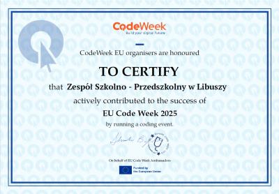 Certyfikat uczestnictwa w Tygodniu Kodowania