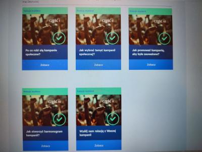 Zdjęcie ekranu z udokumentowanym raportem poszczególnych etapów projektu