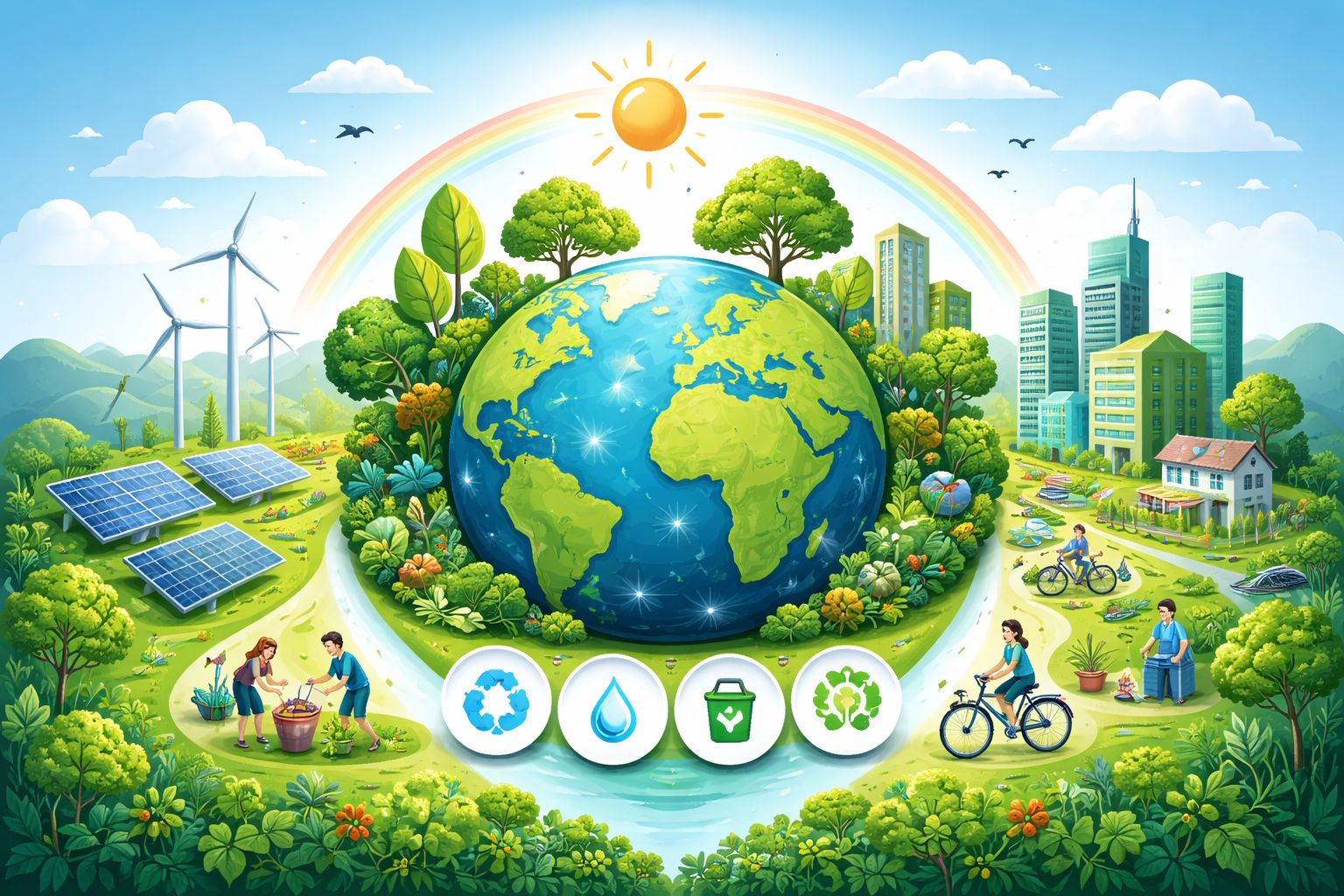 obraz przedstawiający zasady zrównoważonego rozwoju