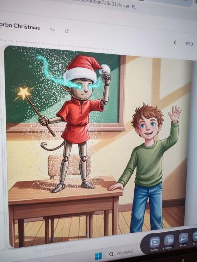 Korbuś na ekranie tablicy interaktywnej