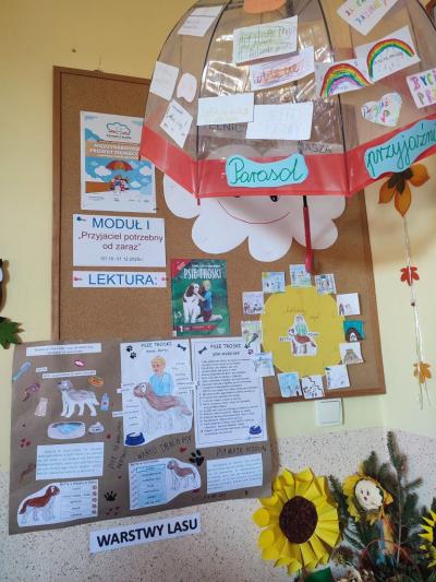 Kącik dotyczący realizowanego projektu czytelniczego.