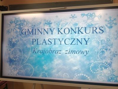 napis Gminny konkurs Plastyczny Krajobraz zimowy
