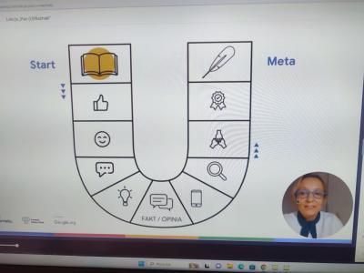 widok na ekran z materiałami multimedialnymi