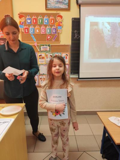 wręczenie dyplomów „Przyjaciel Wiosny” za aktywny udział w zajęciach