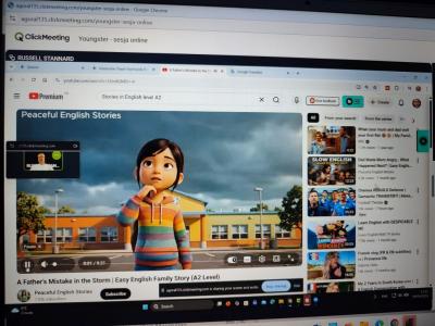 Zdjęcie z udziału w sesji online z Russellem Stannardem - zdjecia ekranu z poszczególnych etapów spotkania.