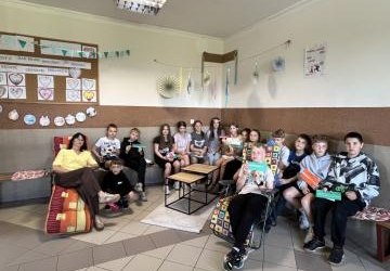 klasa 5a na zakonczenie festiwalu w strefie relaksu z wychowawca