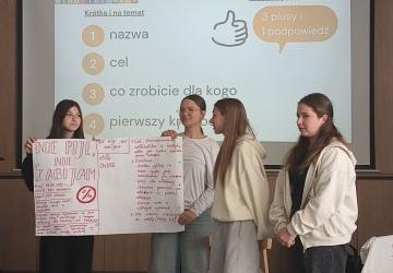 Uczennice prezentują opracowany projekt