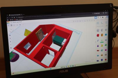 Rzut na ekran monitora a na nim tinkercad