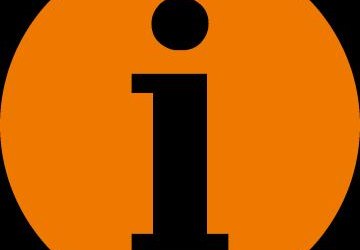 Znak informacyjny - literka i na pomarańczwym tle