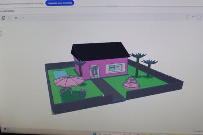 Modele domów 3D zaprogejtowane w programie Tinkercad wraz ogrodem