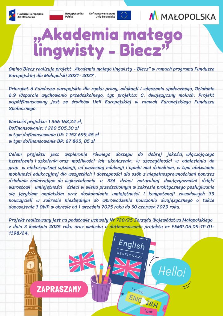 plakat Akademia małego lingwisty - Biecz